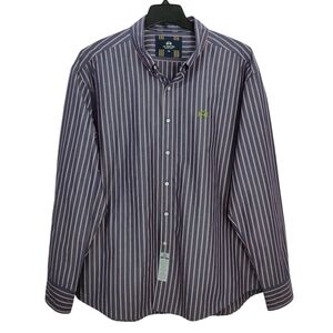 La Martina Button Down Shirt Mens Size XXL Striped Blue Red Embroidered Logo L/S
